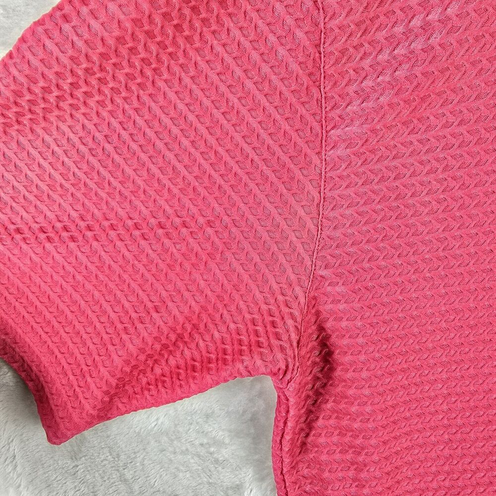 Tiger Woods Textured Polo Shirt Mens Large Pink Golf Short Sleeve Metal Logo - Picture 10 of 15